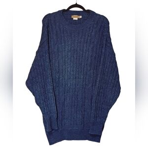Vintage 90's Ruff Hewn 100% Cotton Indigo Knit Crewneck Sweater Large
